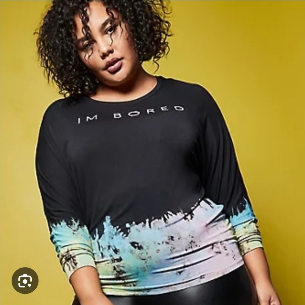 Lovesick Black and Multicolor Long Sleeve Top Sz 1xl